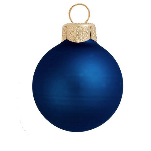 Set of 6 Glossy Blue Glass Ball Christmas Ornaments 3.25 Inches 