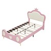 Vynxaria Twin Size Princess Bed with Crown Headboard & Storage Pocket - Pink PU Upholstered Frame - 4 of 4