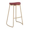Zuo Modern – Bree Barstool Set of 2,30.5"H, Burgundy Faux Leather with Gold Stainless Steel Frame, Modern Bar Seating - 3 of 4
