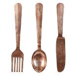 Aluminum Utensils Knife, Spoon and Fork Wall Decor Set of 3 Copper - Olivia & May