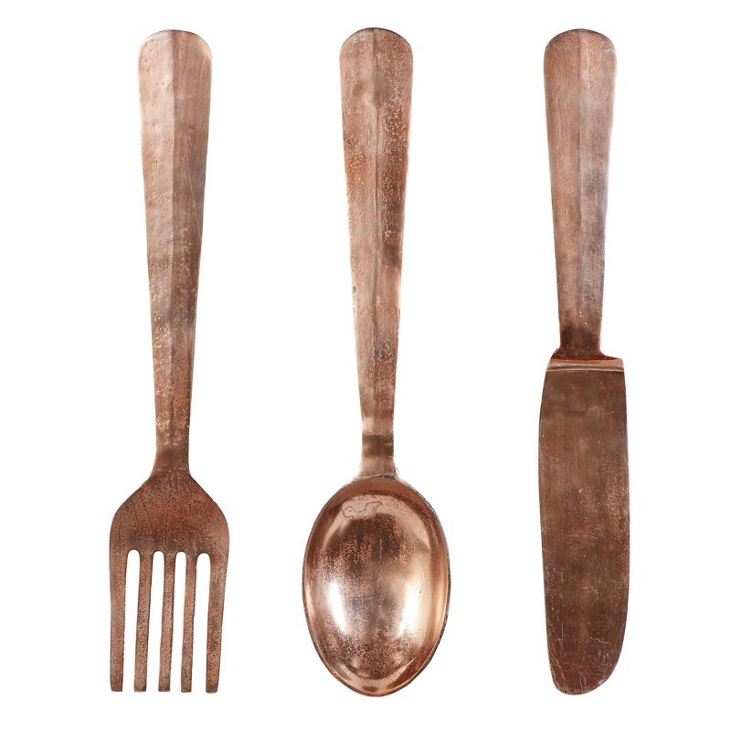 Set of 3 Aluminum Utensils Knife, Spoon and Fork Wall Decors - Olivia & May, 1 of 5