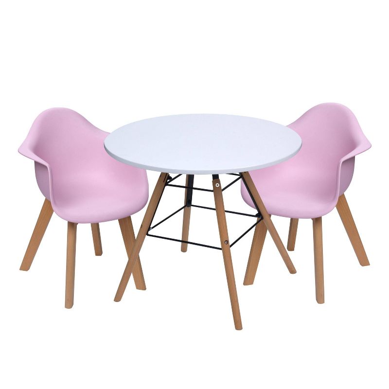 3pc Modern Kids&#39; Table and Chair Set with Beech Legs Pink - Gift Mark, 1 of 4
