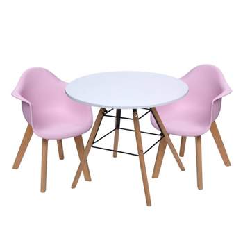 3pc Modern Kids' Table and Chair Set with Beech Legs Pink - Gift Mark