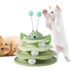FAAYFIAN 3-Layer Ball Track Tower for Cats ¨C Interactive Indoor Cat Toy with Rolling Balls & Stable Base - 1 of 4