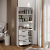 6-Tier Bookshelf with Door and 3 Drawers, 71" Tall Bookcase with 3-Tier Open Shelves, Wooden Book Shelf with Storage Cabinet for Office Living Home - 2 of 4