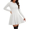 Ribbed Knit Sweater Dress for Women, Long Sleeve Crew Neck Fit and Flare A-Line Dress for Fall and Winter, Casual Office Wear White - 3 of 4