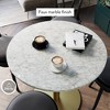 Nathan James Bistro Dining Table Faux Marble and Black Metal/Gold: Round, Pedestal Base, 2-Seater, 31" Width - image 3 of 4