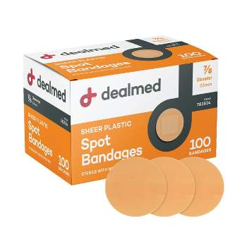 Dealmed 7/8" Sheer Spot Adhesive Bandages with Non-Stick Pad, Latex Free Wound Care