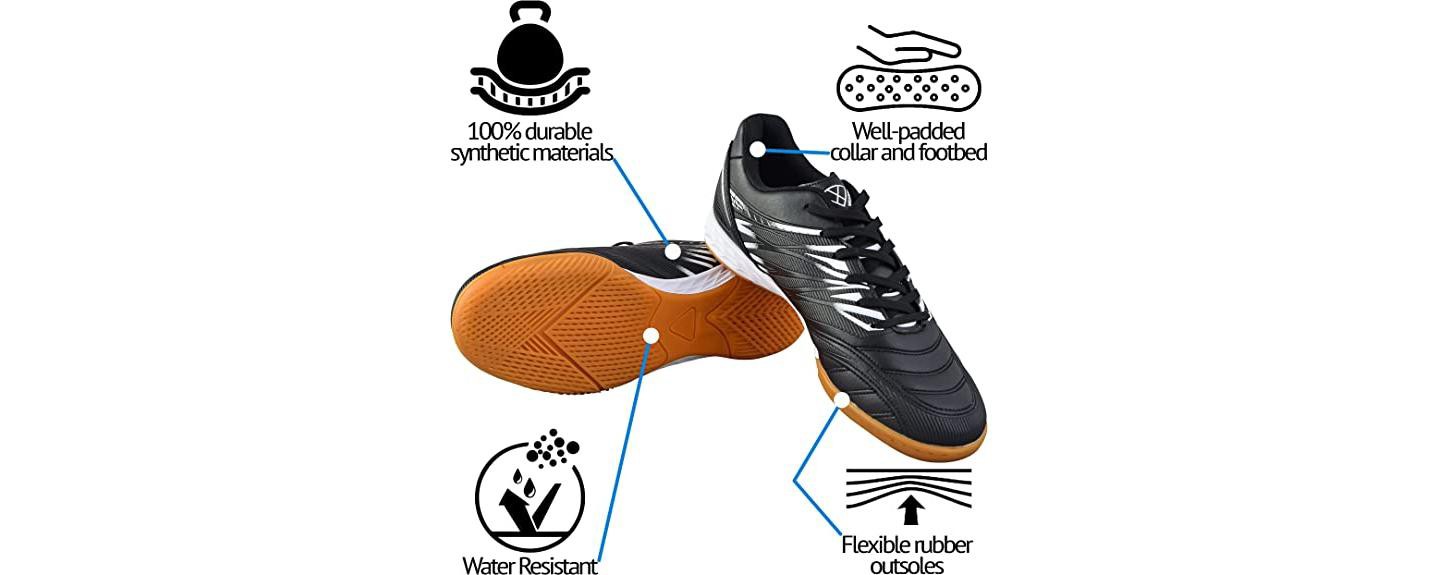 Vizari Men's 'Valencia' Indoor Soccer Shoes - Black/White, Size 7, цвет: Чёрный — фото 3