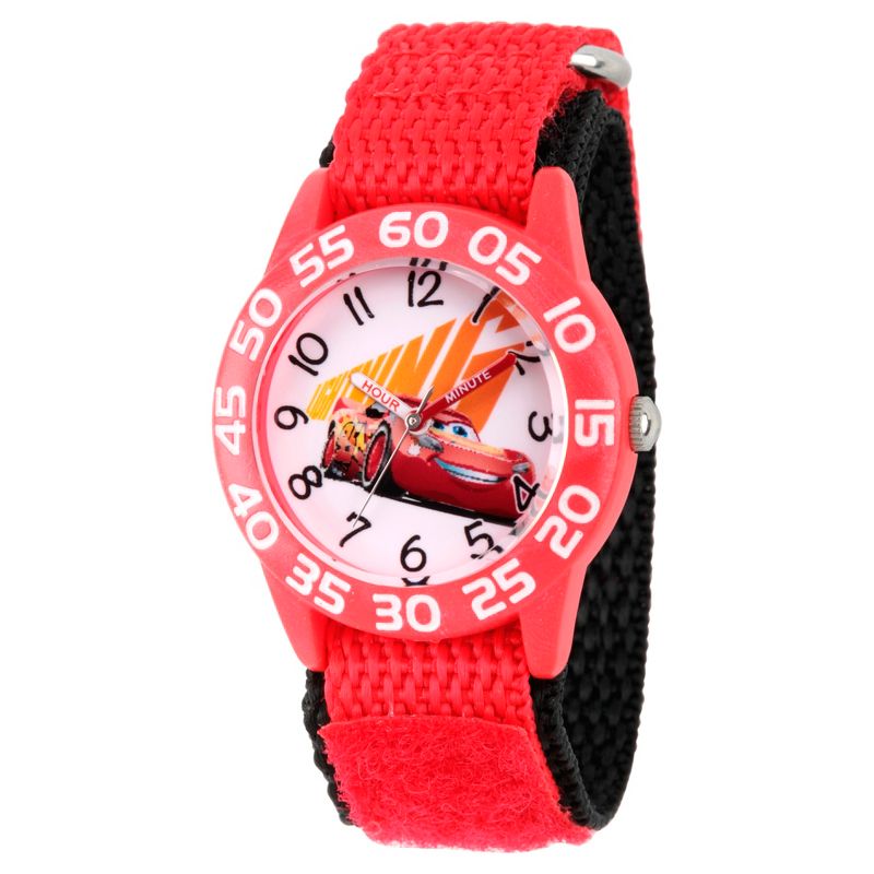 Boys&#39; Disney Cars 3 Lightning Mcqueen Plastic Time Teacher Watch - Red/Orange, 1 of 7