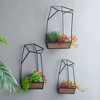NAYSAYE Planter Felix Wall Planter Set of 3 Geometric Design for Indoor Outdoor Garden, Black and Brown, 11.4"*10.6"*18.9" - 2 of 4