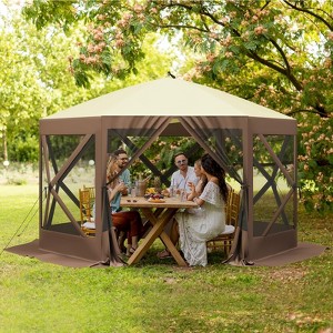 Pop Up Gazebo Tents, Heavy Duty Steel Frame & UV Block Canopy, 6-Sided Screen Tent with Carry Bag - 1 of 4