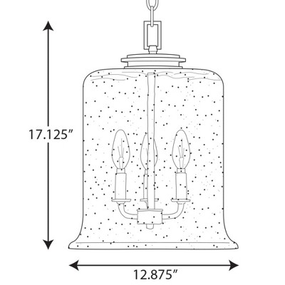 Winslett Matte Black 3-Light Pendant with Seeded Glass Shade