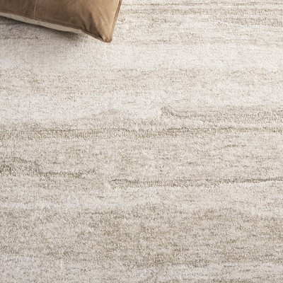 Light Grey and Beige Handmade Wool Tufted 4' x 6' Rug