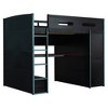 Full Size Wood Loft Bed with Desk, Wardrobe and RGB LED Light - 4 of 4
