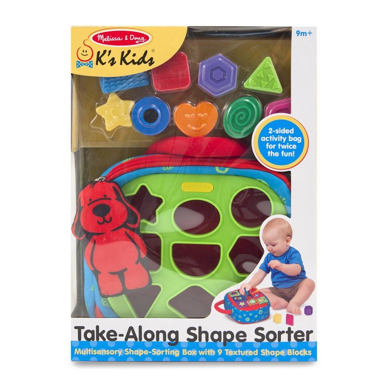 Melissa &#38; Doug K&#39;s Kids Take-Along Shape Sorter Baby Toy With 2-Sided Activity Bag and 9 Textured Shape Blocks, 4 of 13