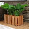 Sunnydaze Outdoor Rectangle Meranti Wood Picket Style Planter Box for Flowers, Herbs, Vegetables and Plants - 24" W - Brown - 4 of 4