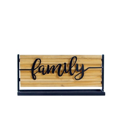VIP Wood 12 in. Brown Family Table Top Sign