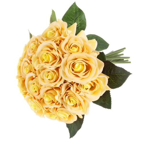 Artificial Open Rose Bundles ? 18pc Real Touch Fake 11.5-inch Flowers With  Stems For Home Décor, Wedding Or Bridal/baby Shower By Pure Garden (yellow)  : Target