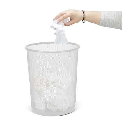 White Stainless Steel Mesh Office Trash Can
