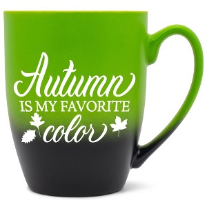 Elanze Designs Autumn Is My Favorite Color Two Toned Ombre Matte Green and Black 12 ounce Ceramic Stoneware Coffee Cup Mug - 1 of 4