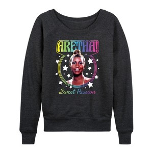 Women's - Perryscope - Sweet Passion Lightweight French Terry Wide Neck Long Sleeve Graphic Shirt - 1 of 4