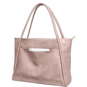 Large Black Tote Bag for Women Work with Zipper Vegan Leather Ladies Travel Handbags and Purses - 1 of 4