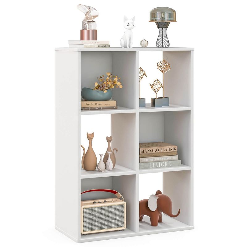 Tangkula 6-Cube Bookshelf 4-Tier Bookcase with 2 Anti-Tipping Kits & Floor Display Shelf, 1 of 10