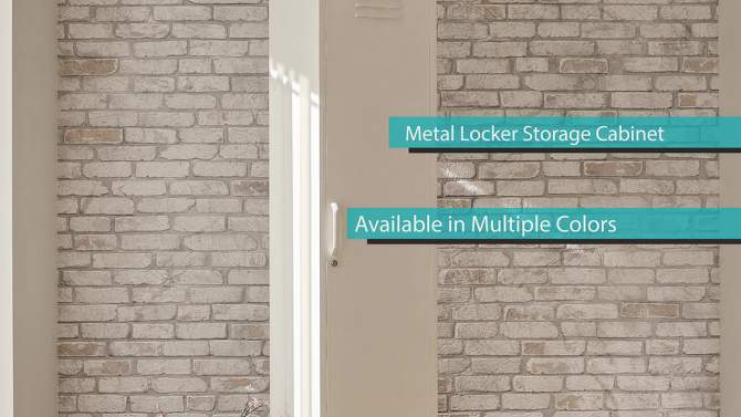 RealRooms Shadwick Single Metal Locker Storage Cabinet, 2 of 13, play video
