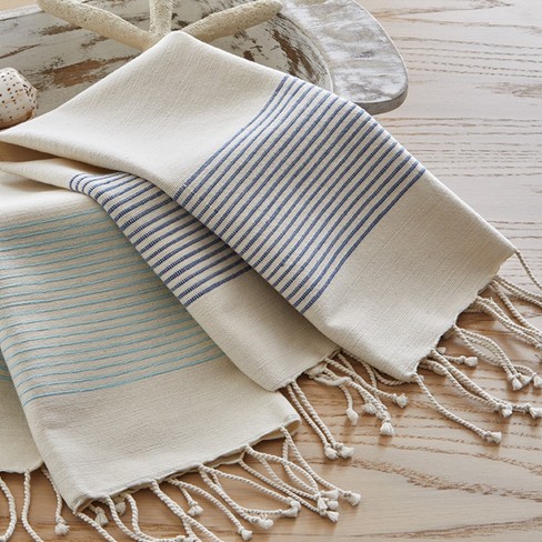 Sweet Water Decor Neutral Tan Stripe Turkish Hand Towel - 19x35 : Target