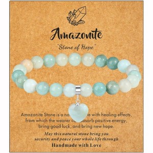 Healing Crystal Bracelet for Women, 8mm Natural Gemstone Beaded Bracelet, Love Heart Bracelet - 1 of 4