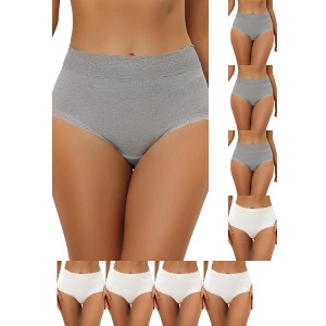 INSPIRE CHIC Women's High Waist Tummy Control Comfortable Lace Trim Ribbed Briefs 9 Packs - 1 of 4