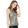 INSPIRE CHIC Women's Party Shiny Sleeveless Keyhole Back Club Metallic Tank Top - 4 of 4