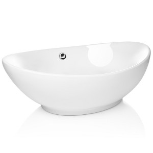 Miligore 23" x 15" Oval White Ceramic Above Counter Bathroom Vessel Sink - 1 of 4