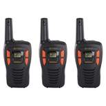 Cobra ACXT145-3 Compact Walkie Talkies - Rechargeable 16-Mile Range Two-Way Radios (3-Pack) - Black & Orange