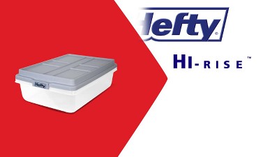Hefty 40 Qt. Clear Plastic Storage Bin with Blue HI-Rise Lid, 6 Pack,Storage