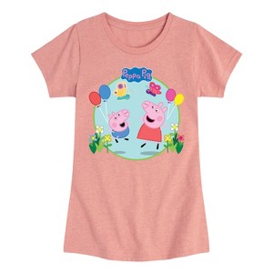 Girls' - Peppa Pig - George Flowers and Balloons Fitted Short Sleeve Graphic T-Shirt - 1 of 4