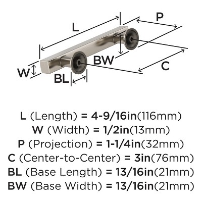 Satin Nickel 3-Inch Modern Cabinet Drawer Pull