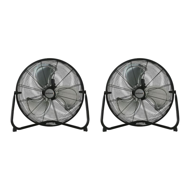 Hurricane Pro 20 Inch Aluminum High Velocity Heavy Duty Metal Floor Blade Fan with 3 Customizable Speed Settings and Adjustable Tilt, Black (2 Pack), 1 of 7