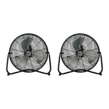 Hurricane Pro 20 Inch Aluminum High Velocity Heavy Duty Metal Floor Blade Fan with 3 Customizable Speed Settings and Adjustable Tilt, Black (2 Pack)