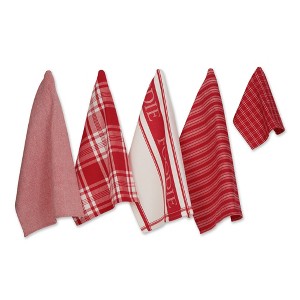 Design Imports  Foodie Everyday Dishtowel & Dishcloth Set 5 Piece, Red, Dt 18X28", Dc 13X13" - 1 of 4