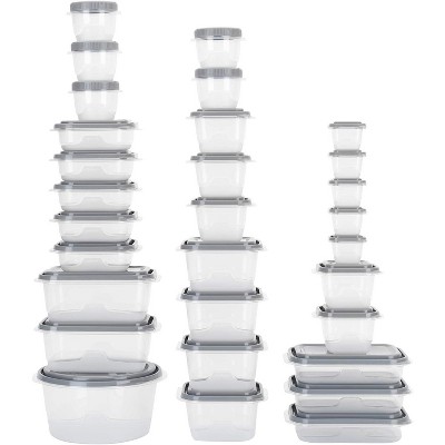 GoodCook EveryWare 60-Piece BPA-Free Plastic Food Storage Container Set, Clear/Grey,Clear