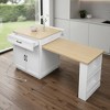 HomeRoots 55" White And Natural Wood Rolling Kitchen Island With Storage - 2 of 4