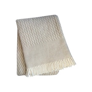 HomeRoots 55" X 70" Linen Cotton Blend Woven Plush Throw Blanket with Fringe - 1 of 4