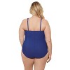 Aqua Green, Women's Surplice Trim Overlay One Piece - 3 of 3