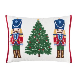 Festive Nutcrackers Tree Applique Pillow 14x18 - Levtex Home - 1 of 3