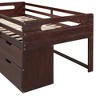 NicBex Twin Size Loft Bed Low Level Design Pine Bed Frame with 2 Shelves, 2 Drawers and Full Length Guardrail, No Box Spring Required - 4 of 4