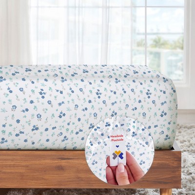 California King Blue Floral Cotton Sheet Set