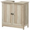 HOMCOM Under Sink Bathroom Cabinet with 2 Doors and Shelf, Pedestal Sink Bathroom Vanity Furniture, Weathered Gray Oak - 4 of 4
