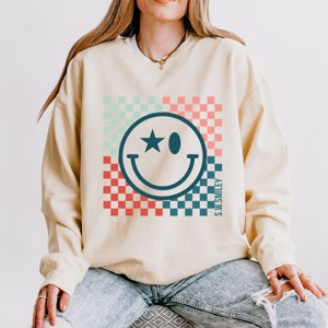 Simply Sage Market S.W.Smiley American Smile Lightweight Garment Dyed Sweatshirt - 1 of 4
